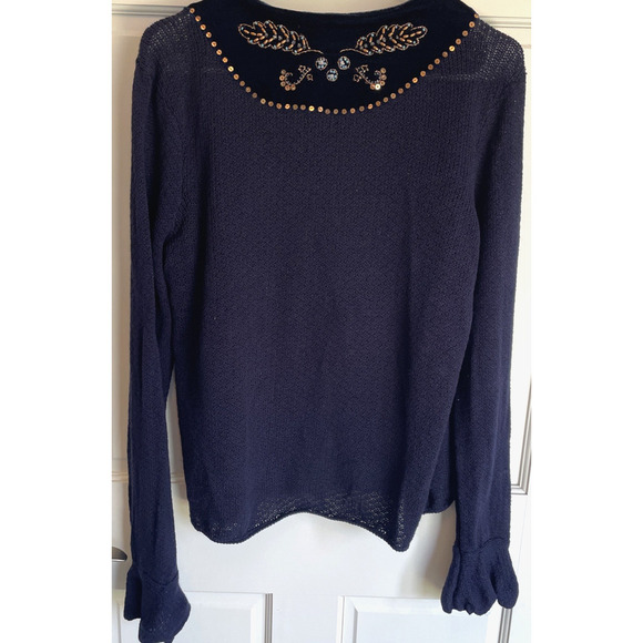 Soft Surroundings Women's Beaded Velvet Cardigan Sweater Size L Boho Embellished - Picture 8 of 16